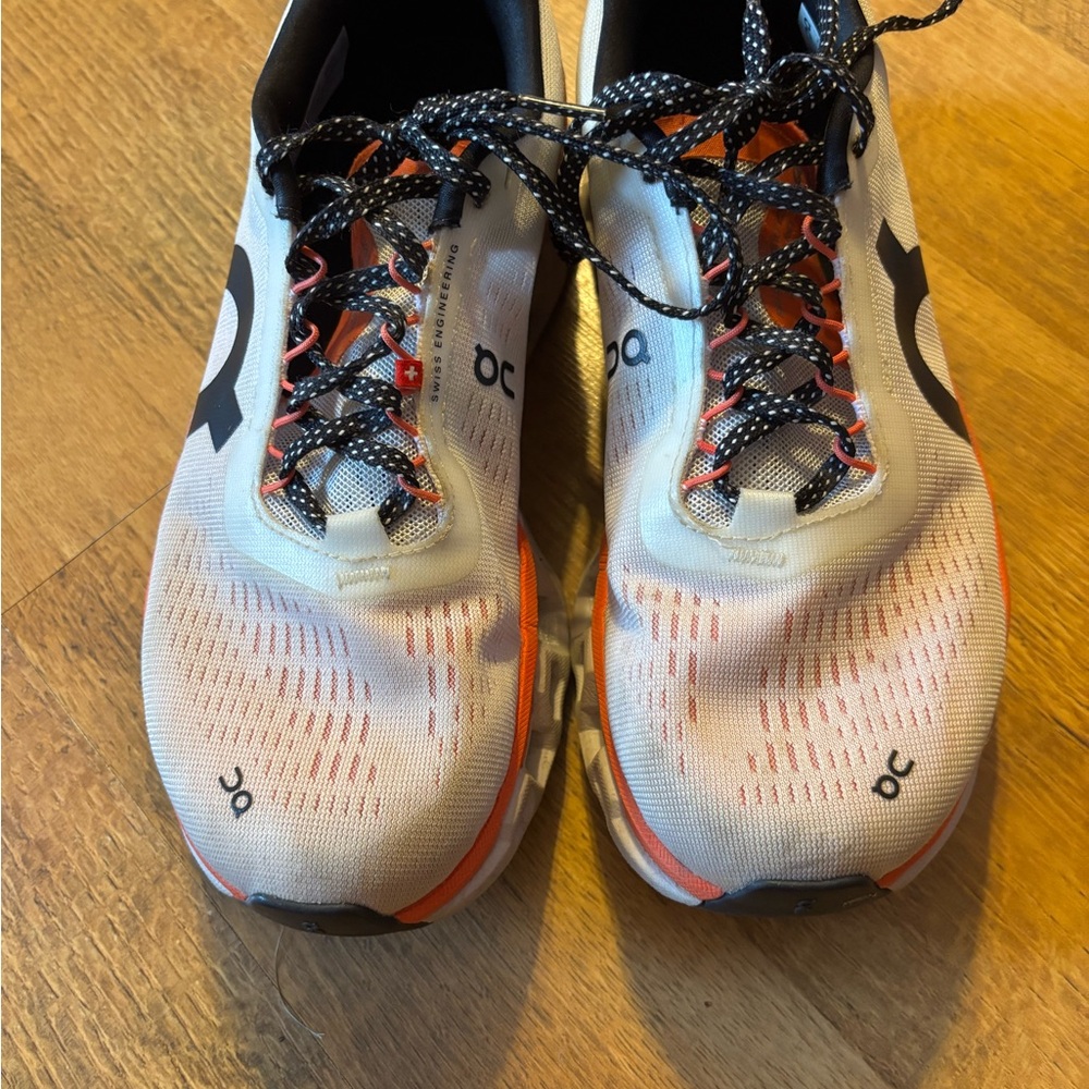 On Running Black and Orange Athletic Shoes with Mesh Upper